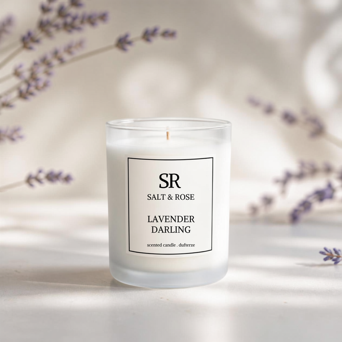 Salt & Rose Cosmetics Lavender Darling organic soy candle, a cosy ritual as evenings get darker earlier